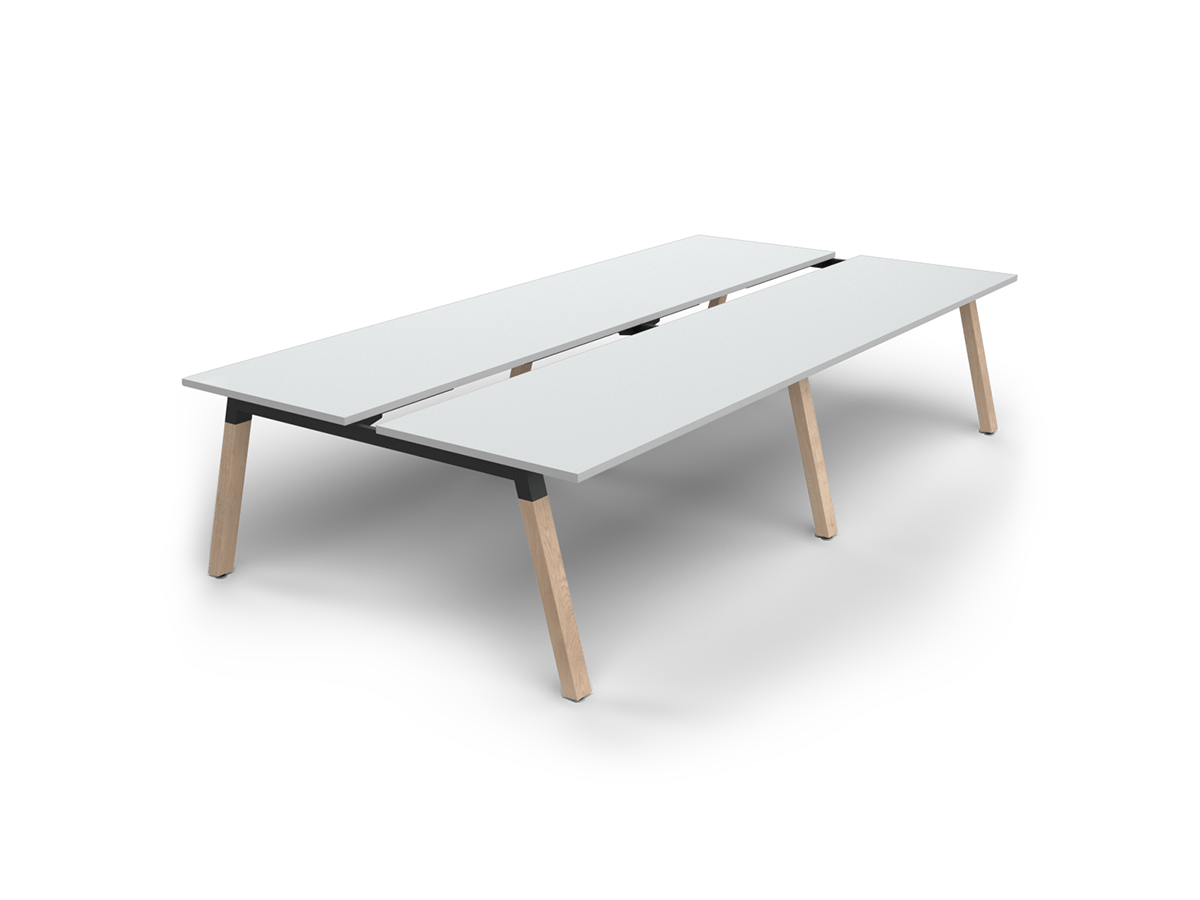 Plantation 4-Person DSD Workstation Oak 