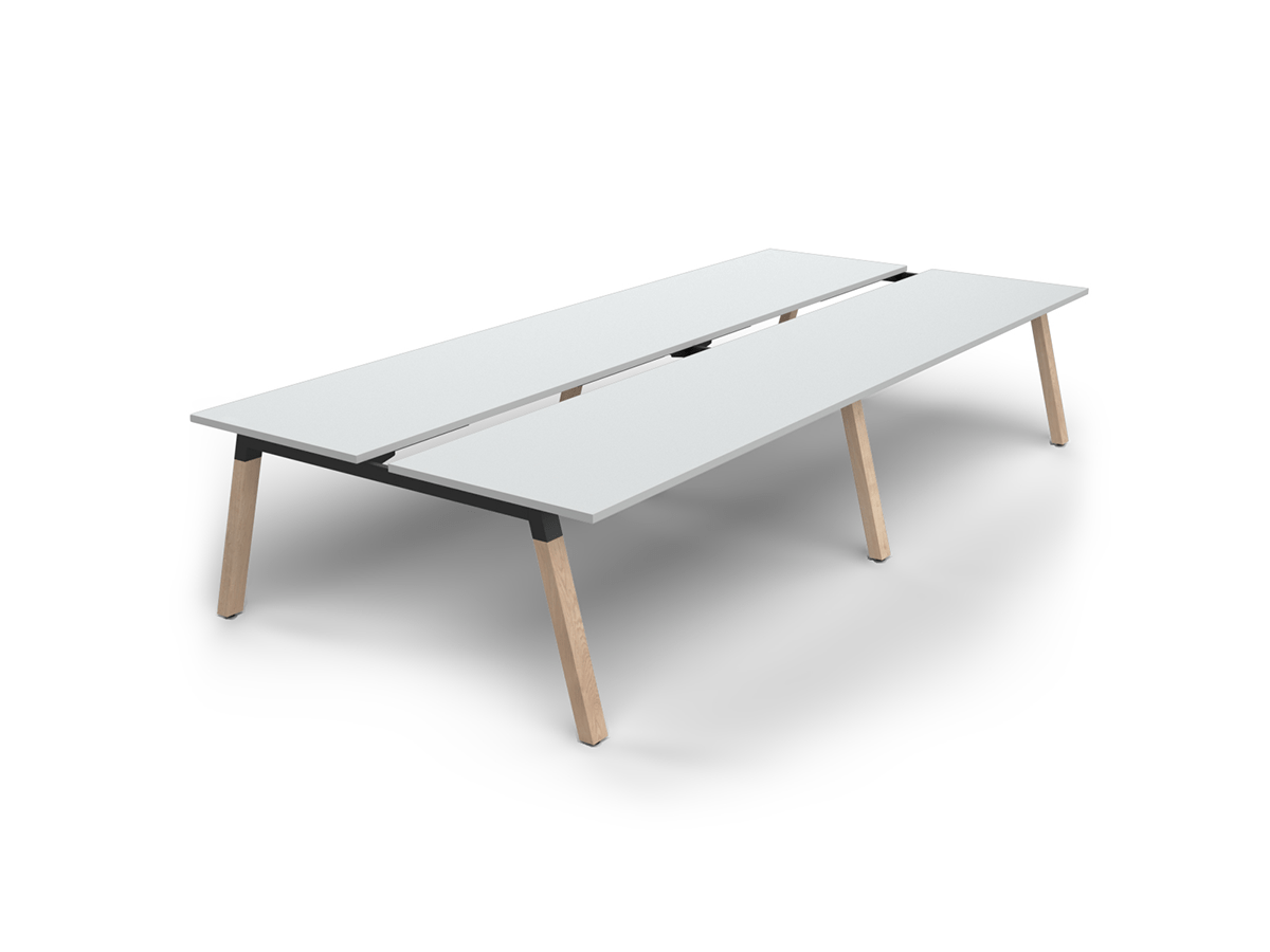 Plantation 4-Person DSD Workstation Oak 