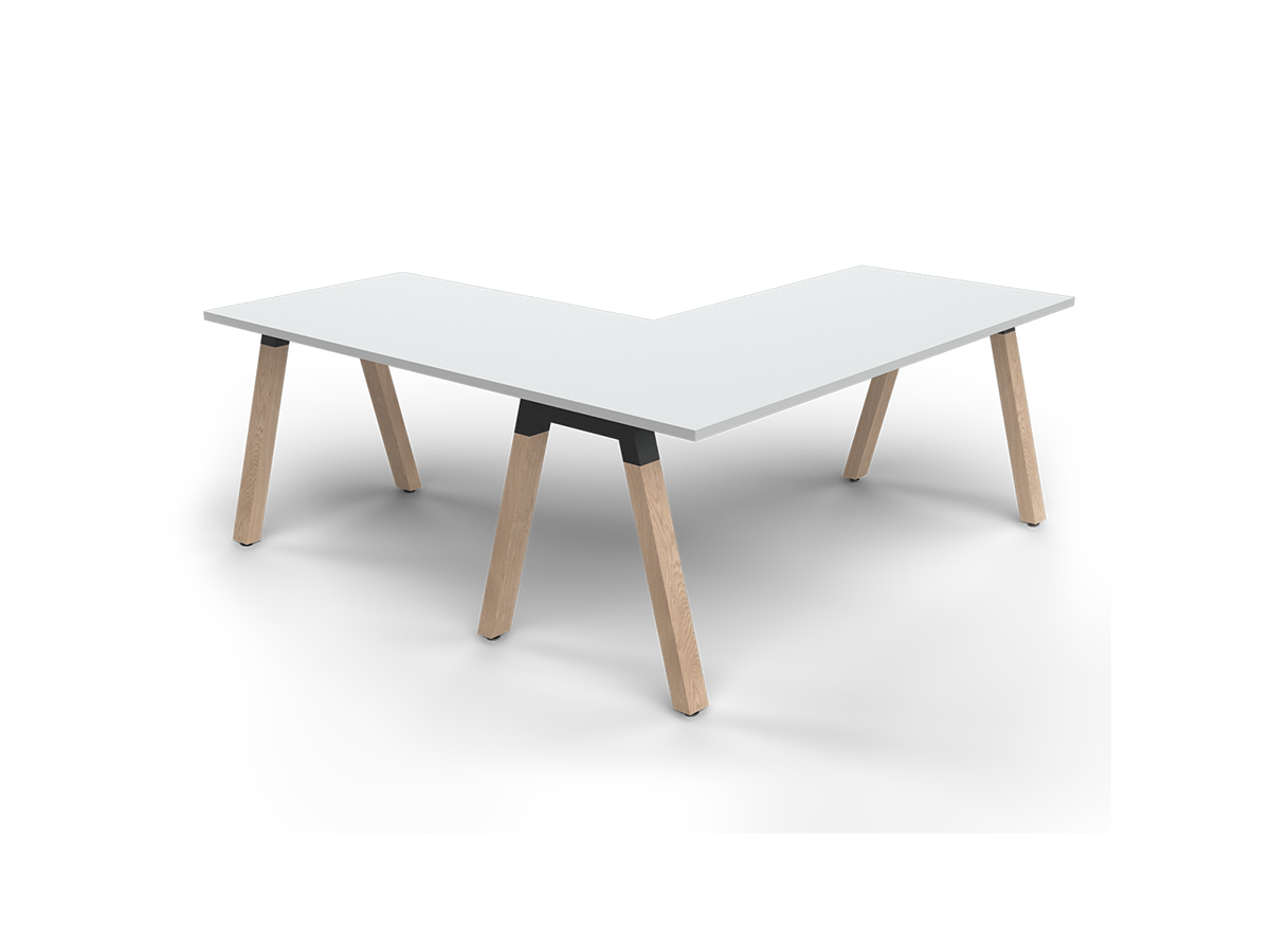 Plantation Straight Workstation with Return Oak 