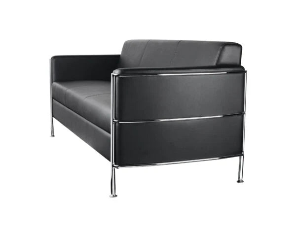 Eclipse 3 Seater Lounge - Black PU Leather Office Sofa | Rapidline